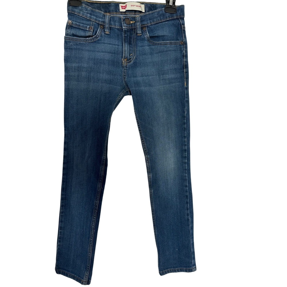 Levi's 510 Skinny Jeans Boys Blue Denim Slim Fit Adjustable Waist 10 Reg